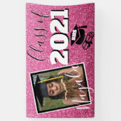 モノグラム&フォトグラジェーションピンクグラデーショングリッター 横断幕 (縦)