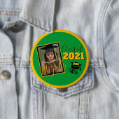 モノグラム&フォトグリーン|金ゴールド卒業 缶バッジ (インサイチュ)