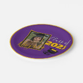 モノグラム&フォトパープル|金ゴールド卒業 ペーパープレート (アングル)