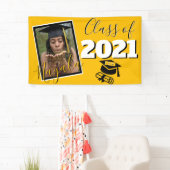 モノグラム&フォト卒業カスタムカラー金ゴールド 横断幕 (インサイチュ)