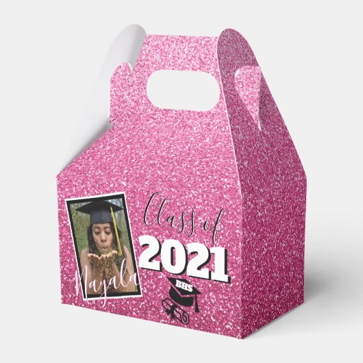 モノグラム&フォト卒業ピンクグラデーショングリッター フェイバーボックス (裏面サイド)