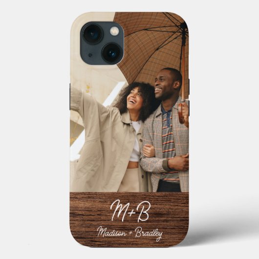 モノグラム フォト カップル ウッド 名前入り Case-Mate iPhoneケース (裏面)