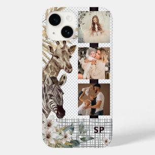 モノグラム フォト サファリ アニマル フラワー モダン ガーリー Case-Mate iPhone 14ケース
