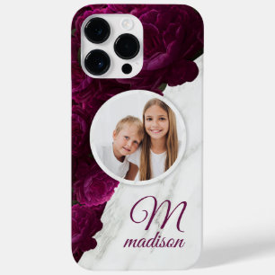 モノグラム フォト モダン フラワー 大理石風 カスタムネーム Case-Mate iPhone 14 PRO MAXケース