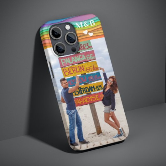モノグラム フォト 名前 カラフル ウェーブ トレンディ モダン Case-Mate iPhoneケース