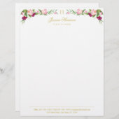 モノグラム フラワーパープル ピンク スイートピー ヴィンテージ レターヘッド (正面/裏面)