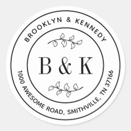 モノグラム フラワー ウェディング カップル名 返送先住所 ラウンドシール