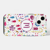 モノグラム フラワー ウォーターカラー iPhoneケース (裏面横)