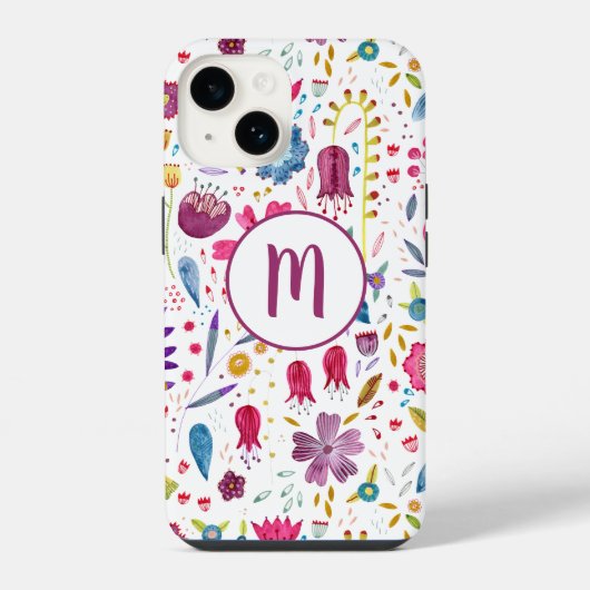モノグラム フラワー ウォーターカラー iPhoneケース (裏面)