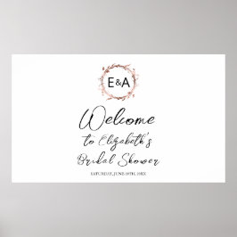 モノグラム フラワー ブライダルシャワー ウェルカムサイン バナー ポスター