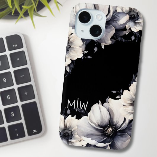 モノグラム フラワー ブラック ホワイト Case-Mate iPhoneケース