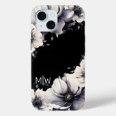 モノグラム フラワー ブラック ホワイト Case-Mate iPhoneケース (裏面)