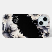 モノグラム フラワー ブラック ホワイト Case-Mate iPhoneケース (裏面 (横))