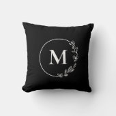 モノグラム フラワー リース オーダーメイド ブラック ホワイト クッション (正面)