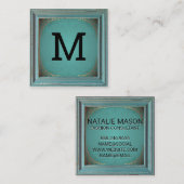 モノグラム | フレーム素朴金ゴールド装飾曼荼羅 スクエア名刺 (正面/裏面)