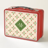 モノグラム |フローラピンク&グリーンキルトフォークアート メタルランチボックス (裏面)
