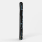 モノグラム フローラル ライトブルー & ゴールド ブラック背景 Case-Mate iPhoneケース (裏面/右)