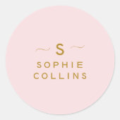 モノグラム ブッシュ ピンク ゴールド ミニマリスト 封筒 シール (正面)