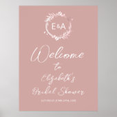 モノグラム ブライダルシャワー ウェルカムサイン ボード ポスター (正面)