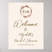 モノグラム ブライダルシャワー ウェルカムサイン ボード ポスター (正面)