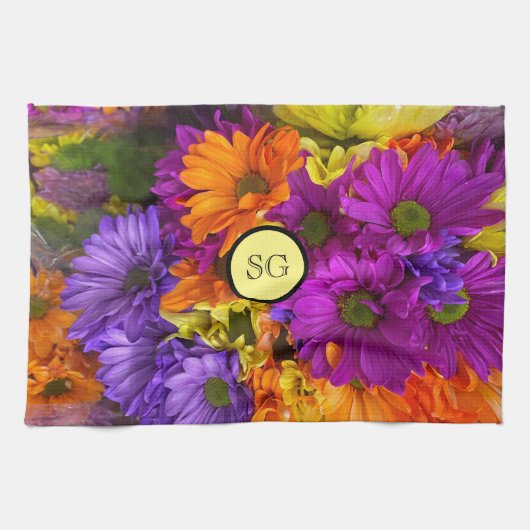 モノグラム ブライト フローラル ディッシュ クロス ハンド タオル (横)