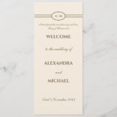 モノグラム ブラウン クリーム色 キリスト教式 結婚式プログラム プログラム (正面)