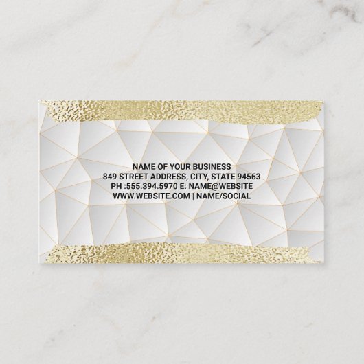 モノグラム |ブラシ付きゴールドフォイル |ジオメトモダンリ 名刺 (裏面)