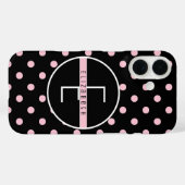 モノグラム |ブラックの可愛いシックなピンク水玉模様 Case-Mate iPhoneケース (裏面 (横))