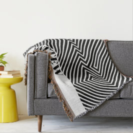 モノグラム ブラックアンドホワイト ゼブラ柄 モダン スローブランケット