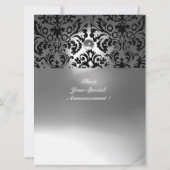 モノグラム ブラックアンドホワイト ダマスク ジェム ストーン 招待状 (裏面)