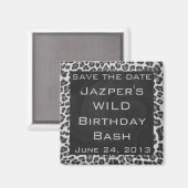 モノグラム ブラックアンドホワイト ヒョウ柄 マグネット (正面/裏面)