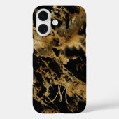 モノグラム ブラックゴールド大理石 水彩アルコールインク Case-Mate iPhoneケース (裏面)