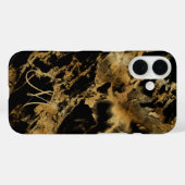 モノグラム ブラックゴールド大理石 水彩アルコールインク Case-Mate iPhoneケース (裏面 (横))