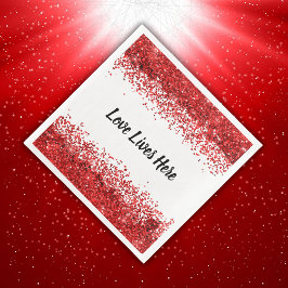 モノグラム – ブラック文字オン白と赤グリッター |