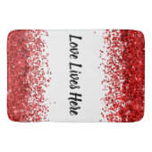 モノグラム – ブラック文字オン白と赤グリッター | バスマット (正面)