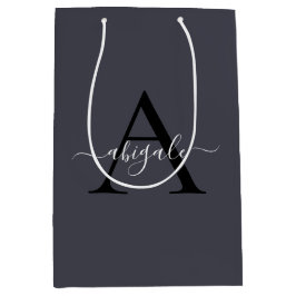 モノグラム ブラック アンカー グレー | ミニマル エレガント ミディアムペーパーバッグ