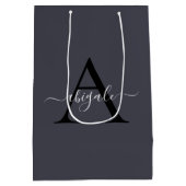 モノグラム ブラック アンカー グレー | ミニマル エレガント ミディアムペーパーバッグ (裏面)