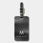 モノグラム ブラック グレー 擬似メタル スチール調 カスタム ラゲッジタグ (正面縦)