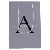 モノグラム ブラック コイン グレー | ミニマル エレガント ミディアムペーパーバッグ (裏面)