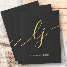 モノグラム ブラック ゴールドイニシャル プロフェッショナルスクリプト ポケットフォルダー