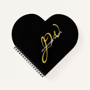 モノグラム ブラック ゴールド カラー シンプル モダン オリジナル ネーム ノートブック