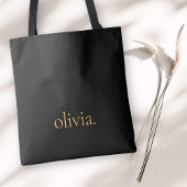 モノグラム ブラック ゴールド モダン ミニマル エレガント トートバッグ