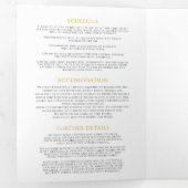 モノグラム ブラック ゴールド リーフ 結婚式 料理 オプション RSVP 三つ折り招待状 (内部最初)