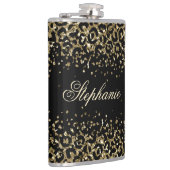 モノグラム ブラック ゴールド レオパード プリント グリッター トレンディ フラスク (右)