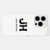 モノグラム ブラック シンプル イニシャル 白 Case-Mate iPhoneケース (裏面 (横))