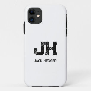 モノグラム ブラック シンプル イニシャル 白 iPhone 11 ケース