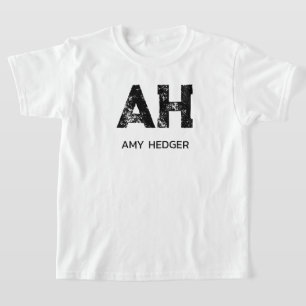 モノグラム ブラック シンプル イニシャル 白 Tシャツ
