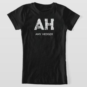 モノグラム ブラック シンプル ホワイト イニシャル 名前 縮小 Tシャツ