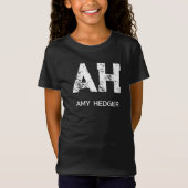 モノグラム ブラック シンプル ホワイト イニシャル 名前 縮小 Tシャツ (正面)