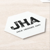 モノグラム ブラック シンプル 白 ペーパーコースター (アングル)